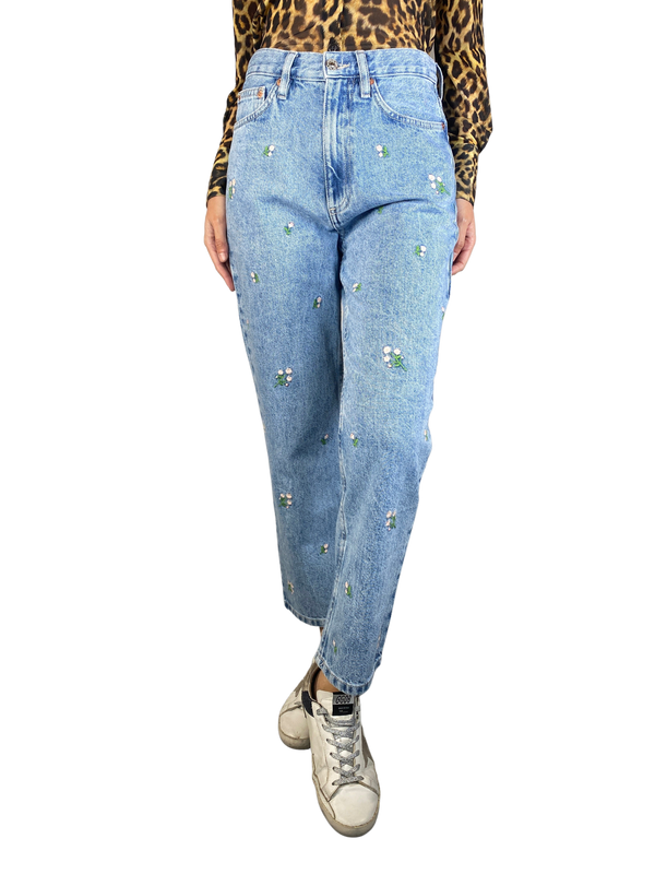 Jeans Flores Bordadas