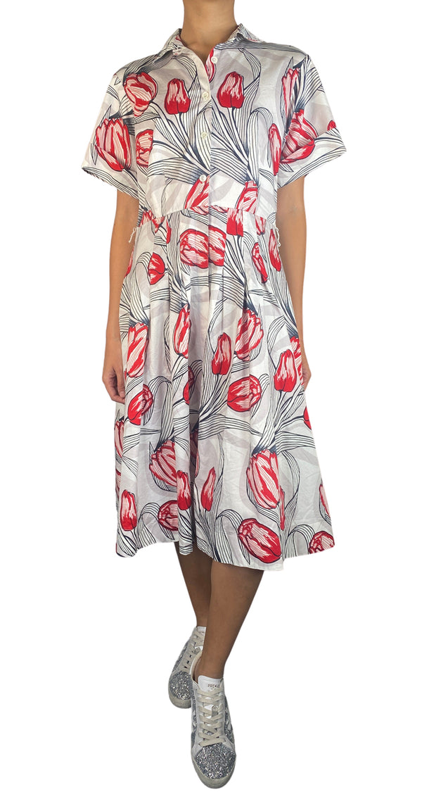 Vestido Flores Rojas