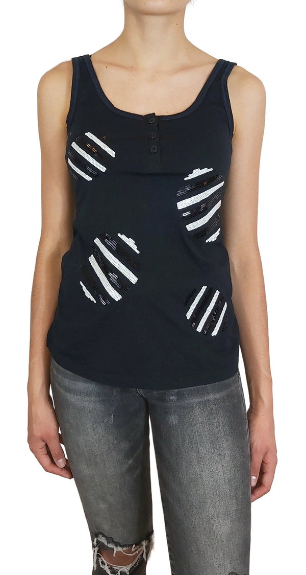 Polera Musculosa Lentejuelas Negra