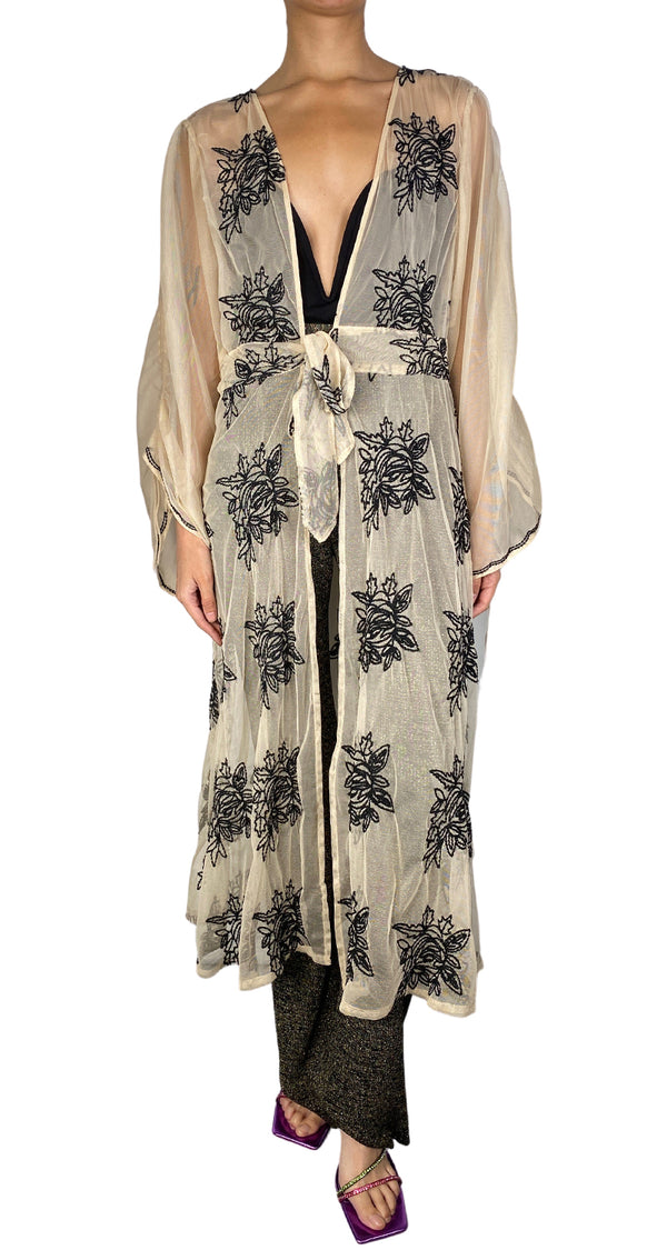 Kimono Beige Bordado