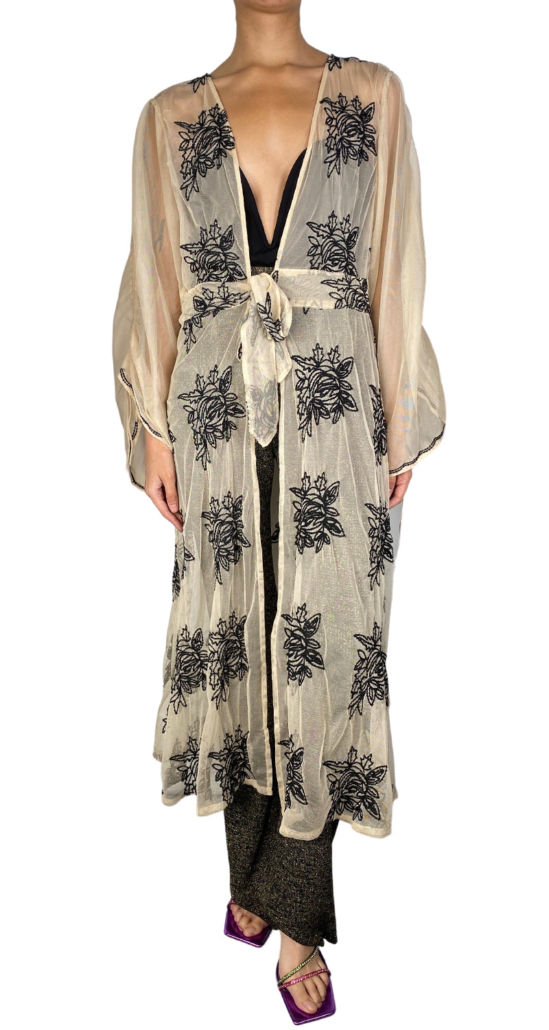 Kimono Beige Bordado