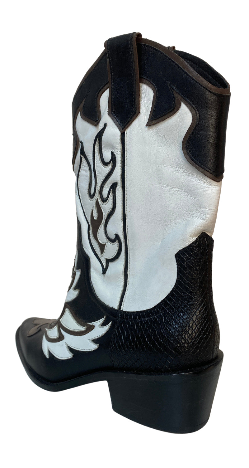 Botas Cowboy Blanco y Negro