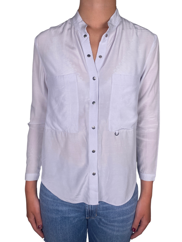 Blusa Blanca Bolsillos Delanteros