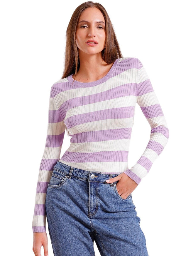Sweater Jacqueline de Yong Plum  Morado - Calce Ajustado