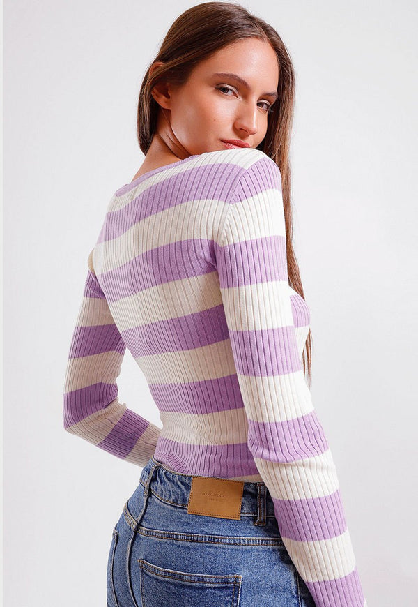Sweater Jacqueline de Yong Plum  Morado - Calce Ajustado