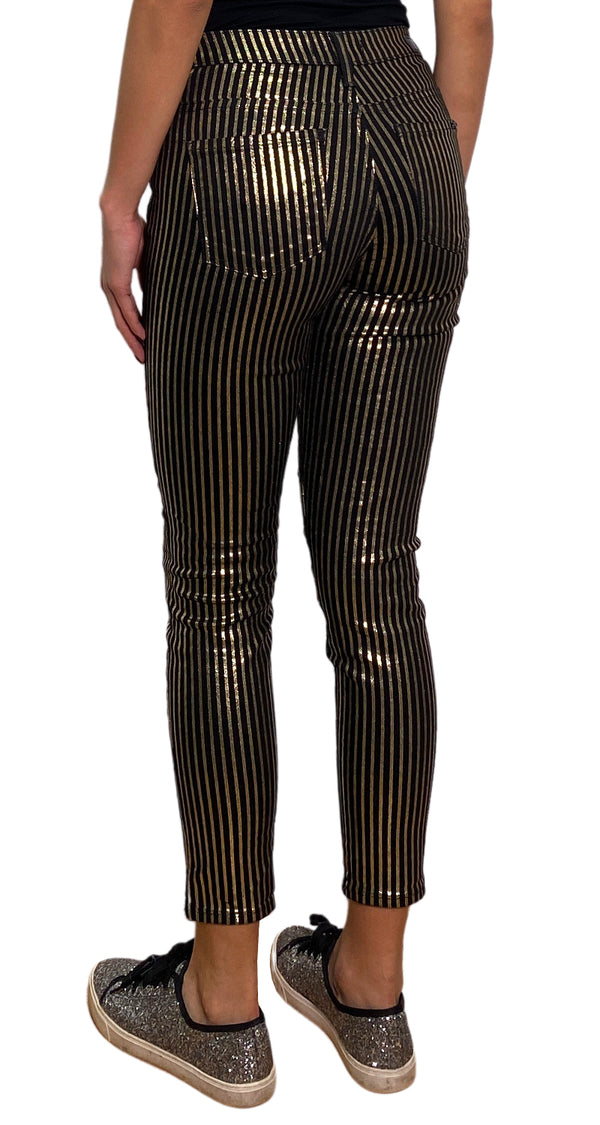 Jeans Rayas Dorado y Negro