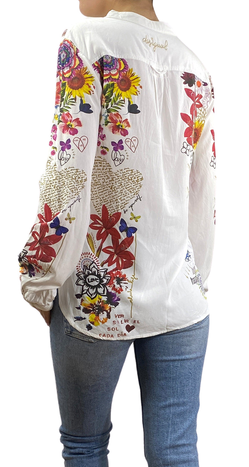 Blusa Blanca Flores DESIGUAL – Market People
