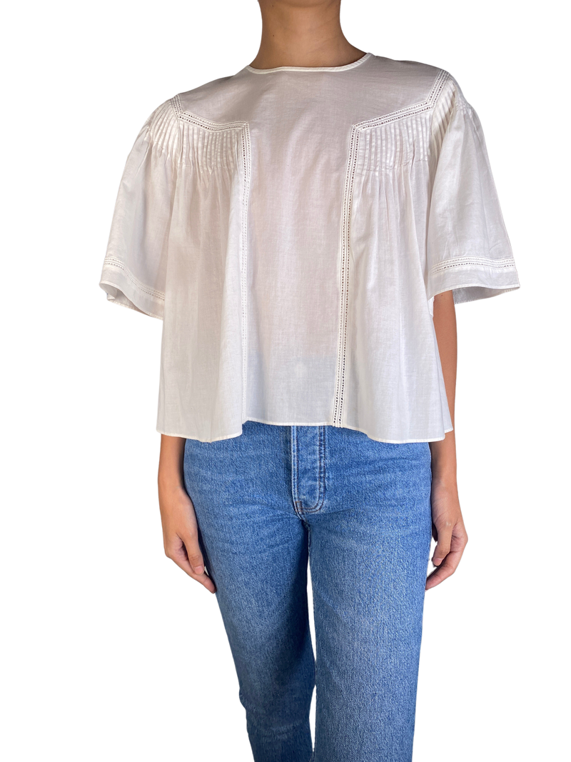 Blusa Blanca Plisada