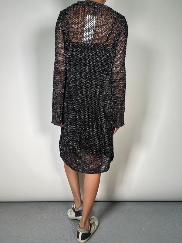 Vestido Traslúcido Fibras Metalizadas