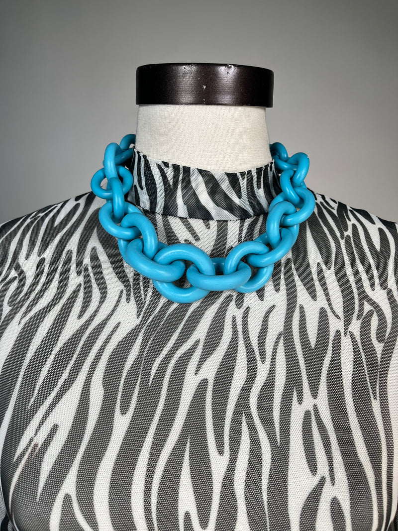 Collar Eslabón Celeste Small