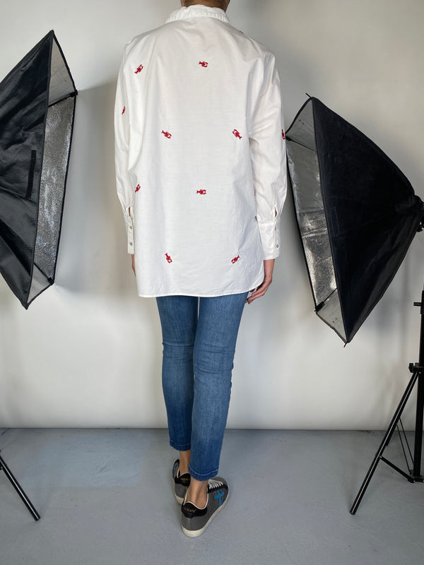 Blusa Blanca Bordado Langosta