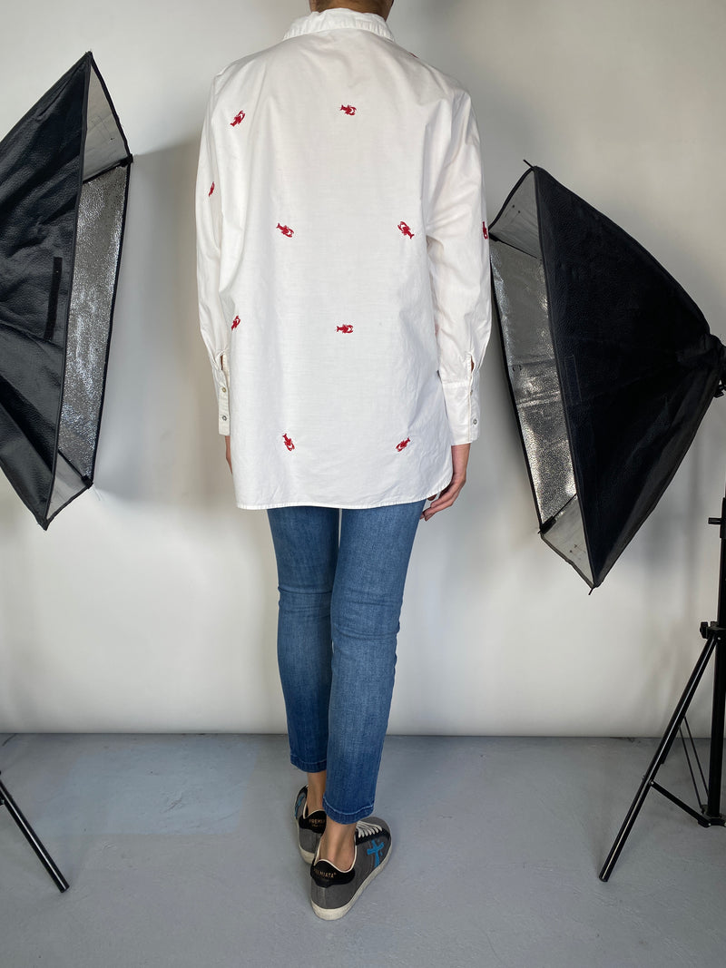 Blusa Blanca Bordado Langosta