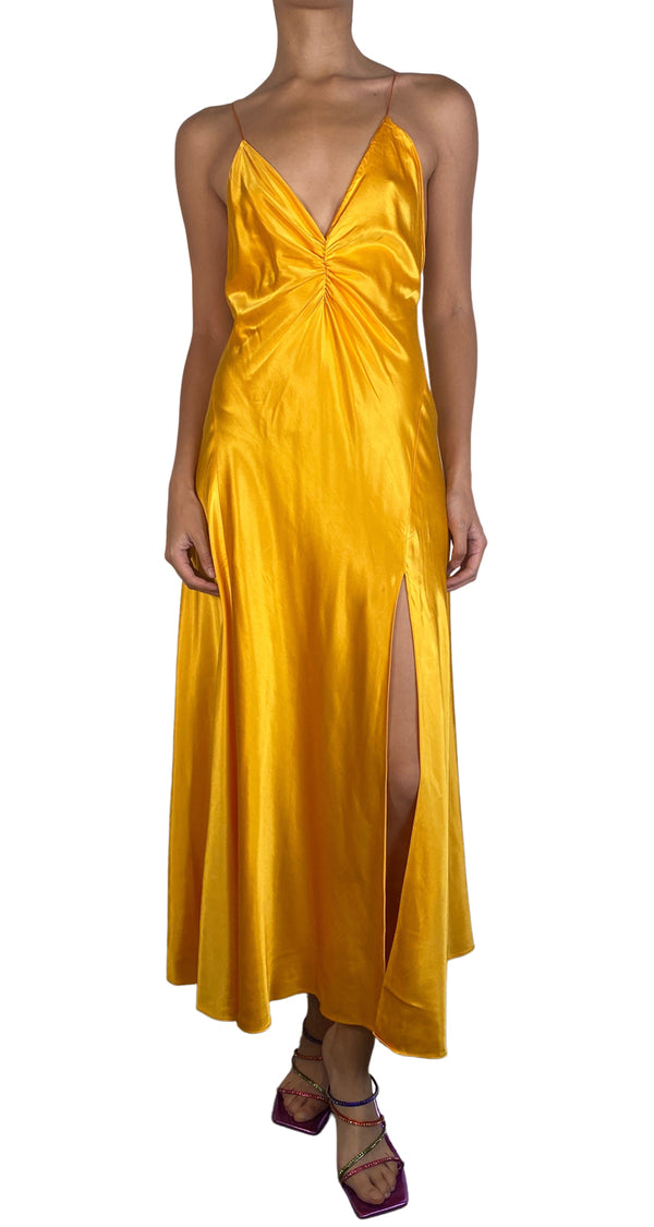 Vestido Amarillo Satinado