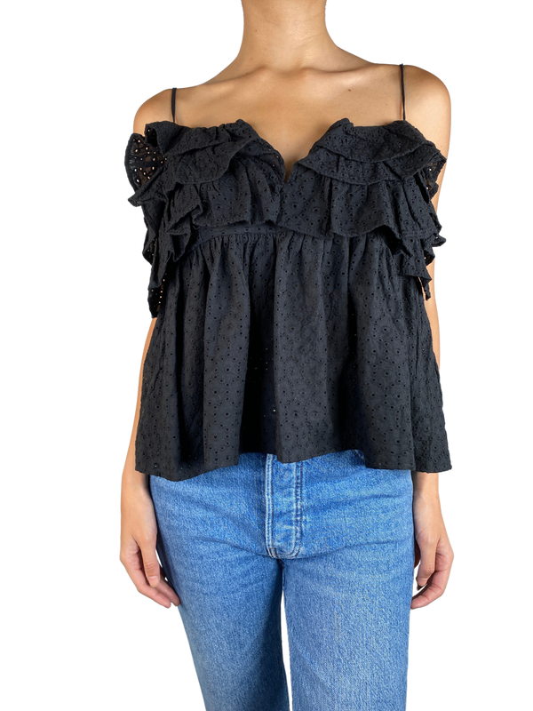 Top Broderie Negro