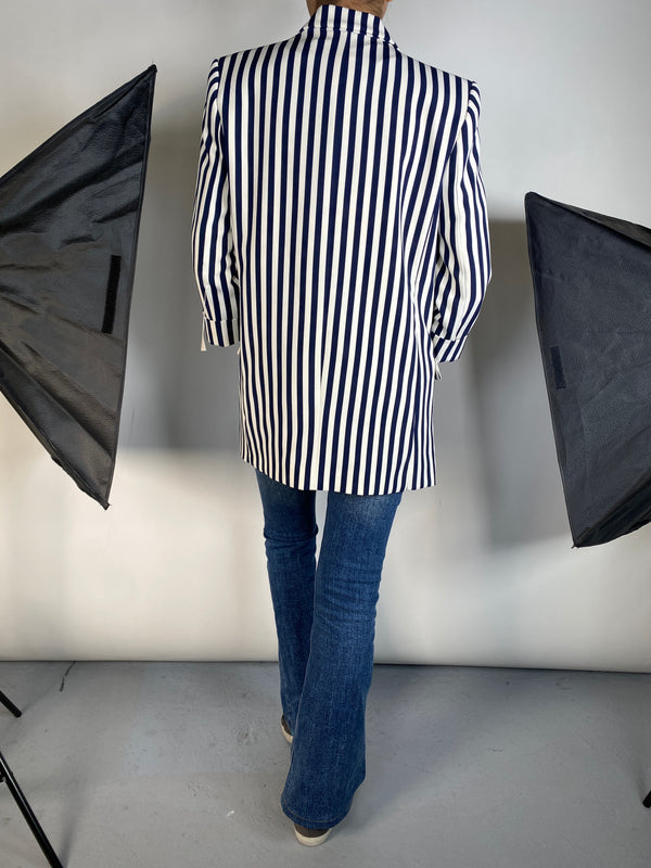 Blazer de Rayas Azul y Blanco