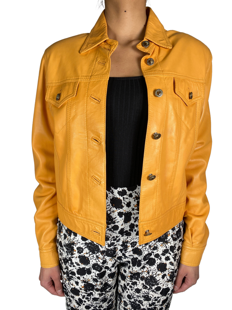 Chaqueta Cuero Naranjo