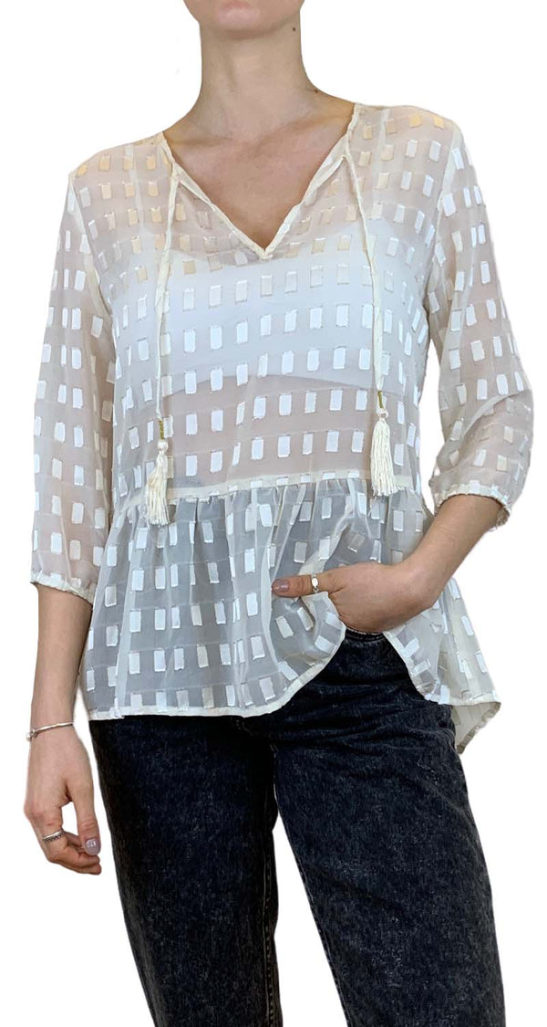 Blusa Marfil Traslúcida