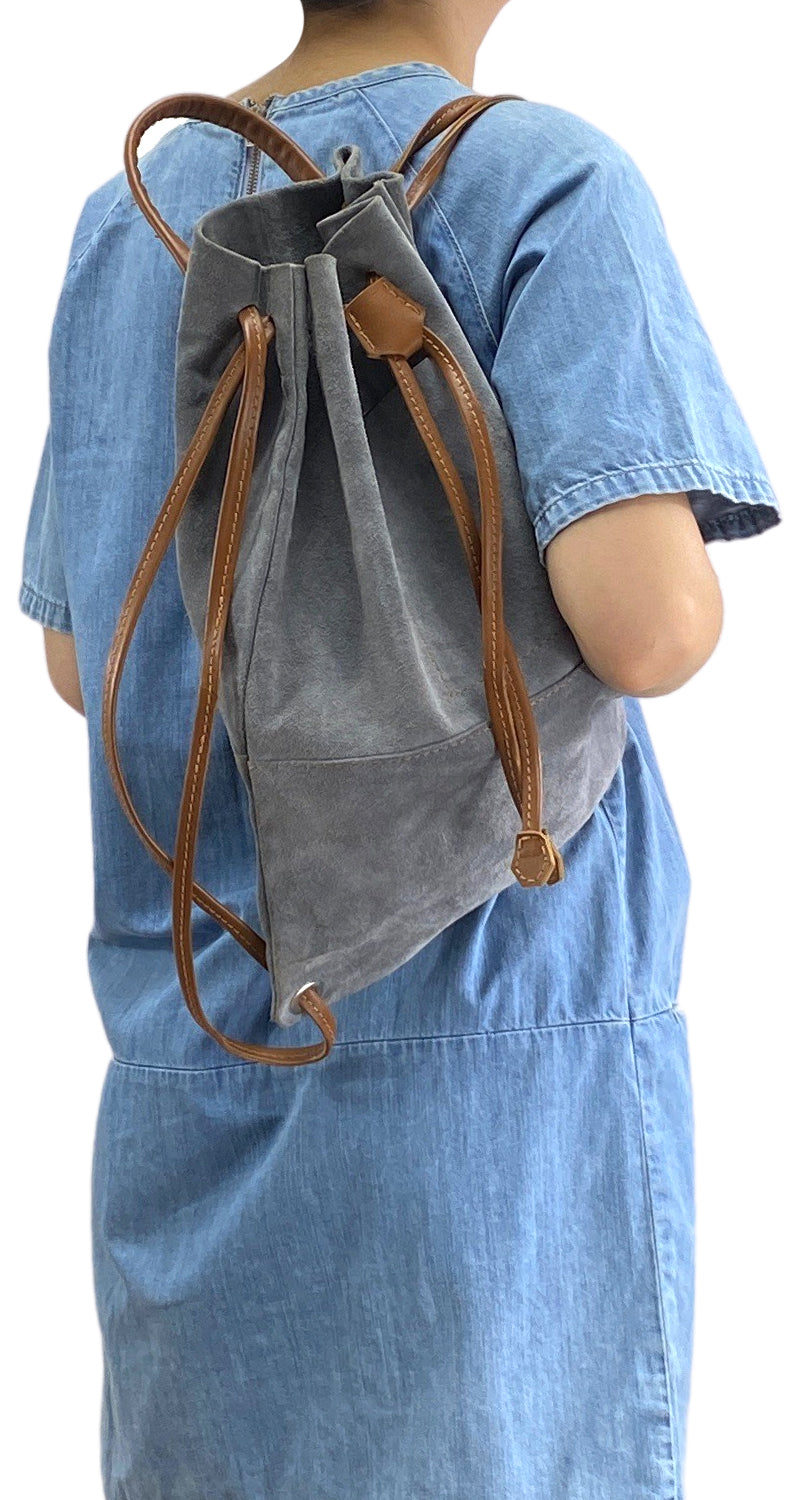 Mochila Cuero Gris