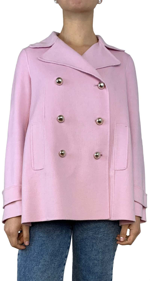 Abrigo Dusty Pink Wool Double Breasted Carolina Herrera