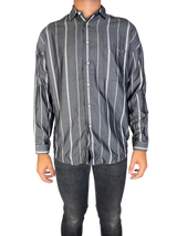 Camisa Gris a Rayas Relaxed Fit