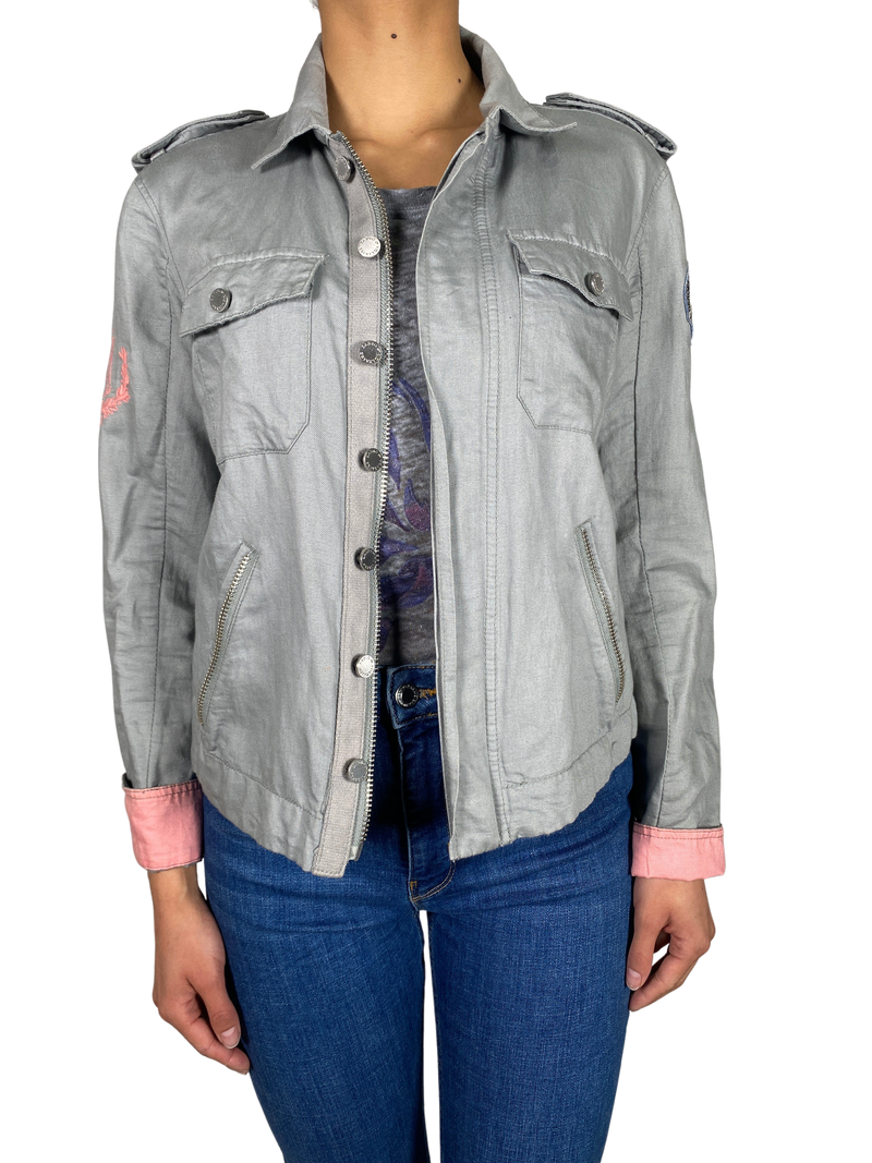 Chaqueta Verde Grisáceo Bolsillos
