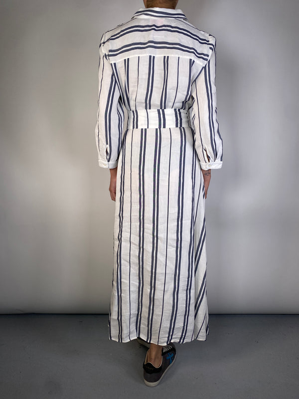 Vestido Camisero de Rayas Azules