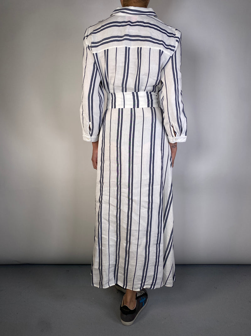 Vestido Camisero de Rayas Azules