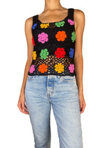 Blusa Negra Tejida Flores