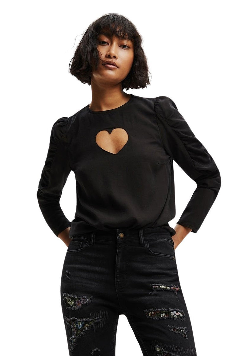 Blusa Desigual Negro - Calce Slim Fit