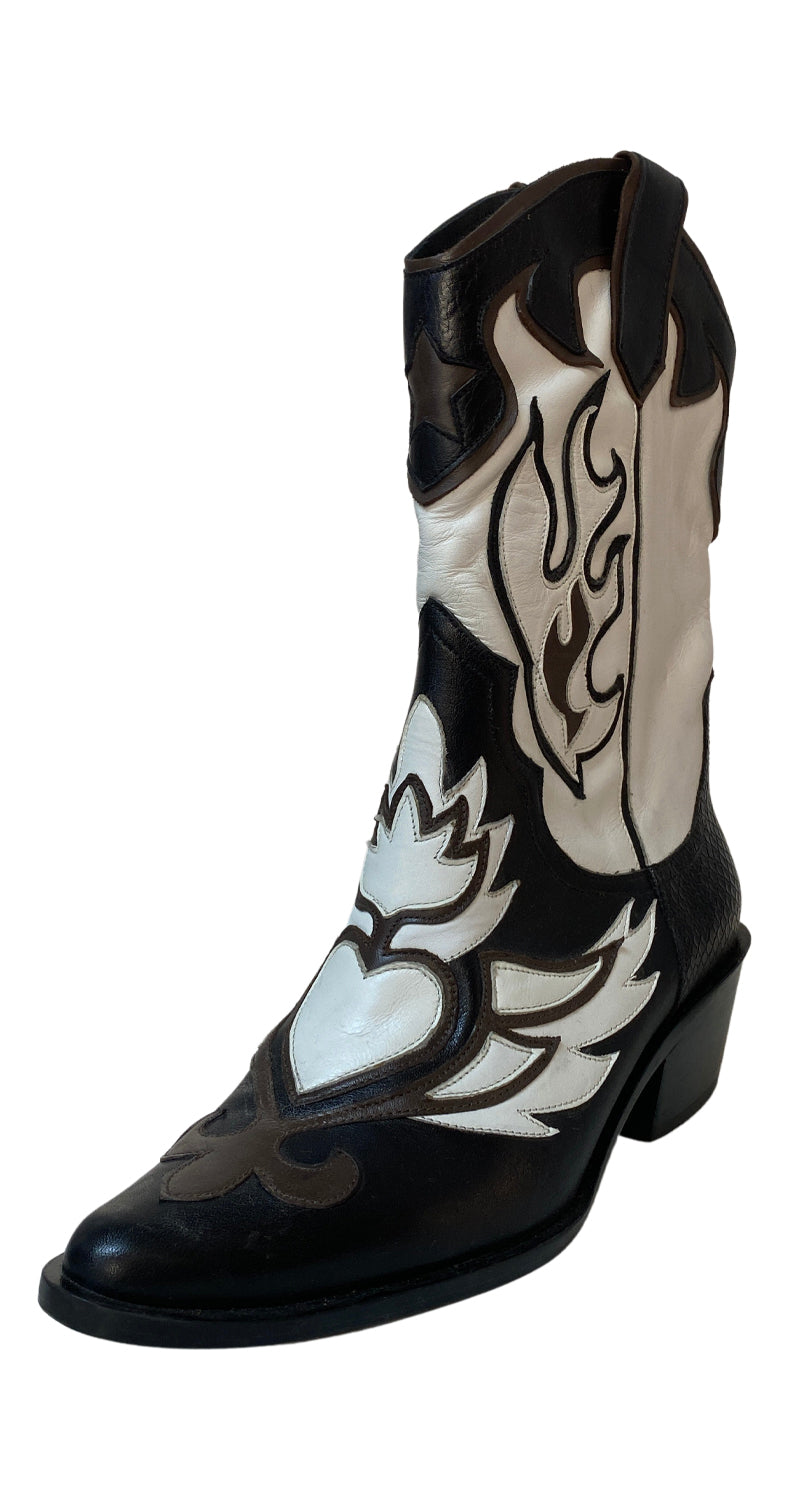 Botas Cowboy Blanco y Negro