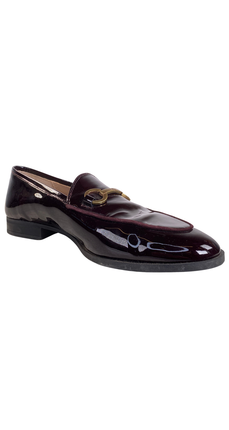 Mocasines Cuero Charol Burdeo
