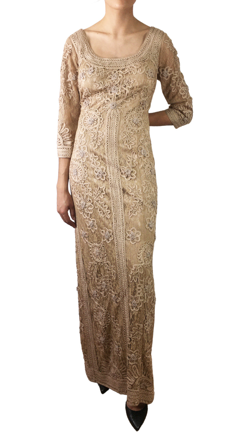 Maxi Vestido Beige Encaje