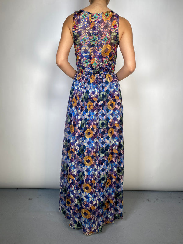 Vestido Seda Bordado