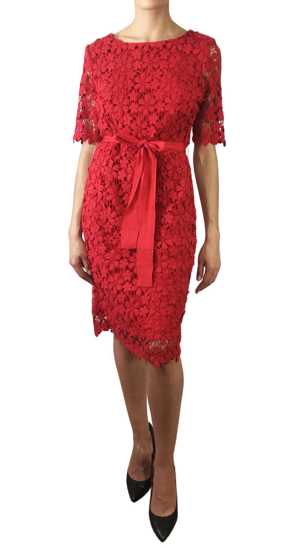 Vestido Macramé Flores Rojo