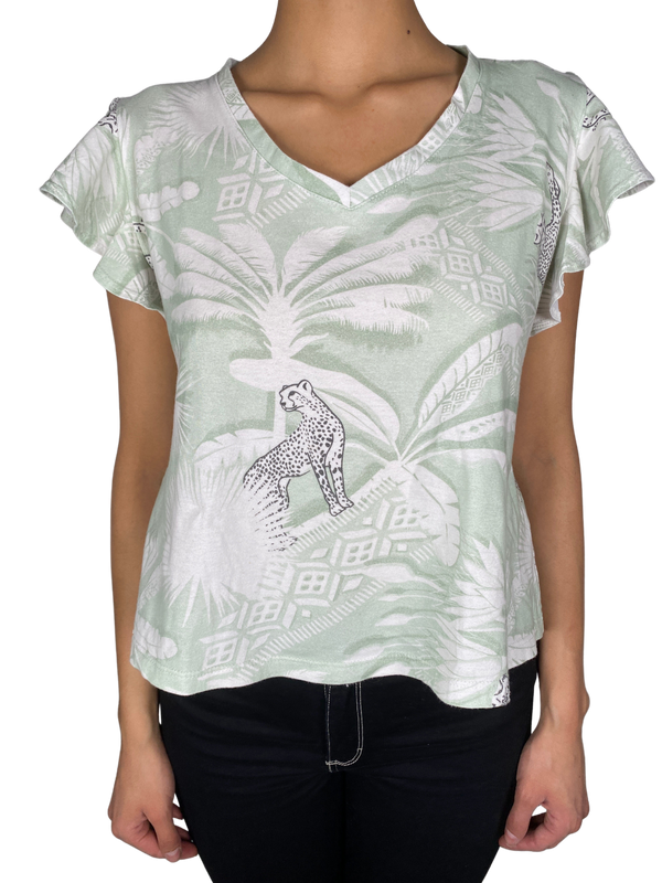 Polera Leopard Verde Pastel