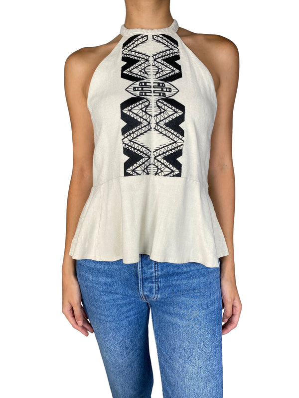 Top Beige Bordado