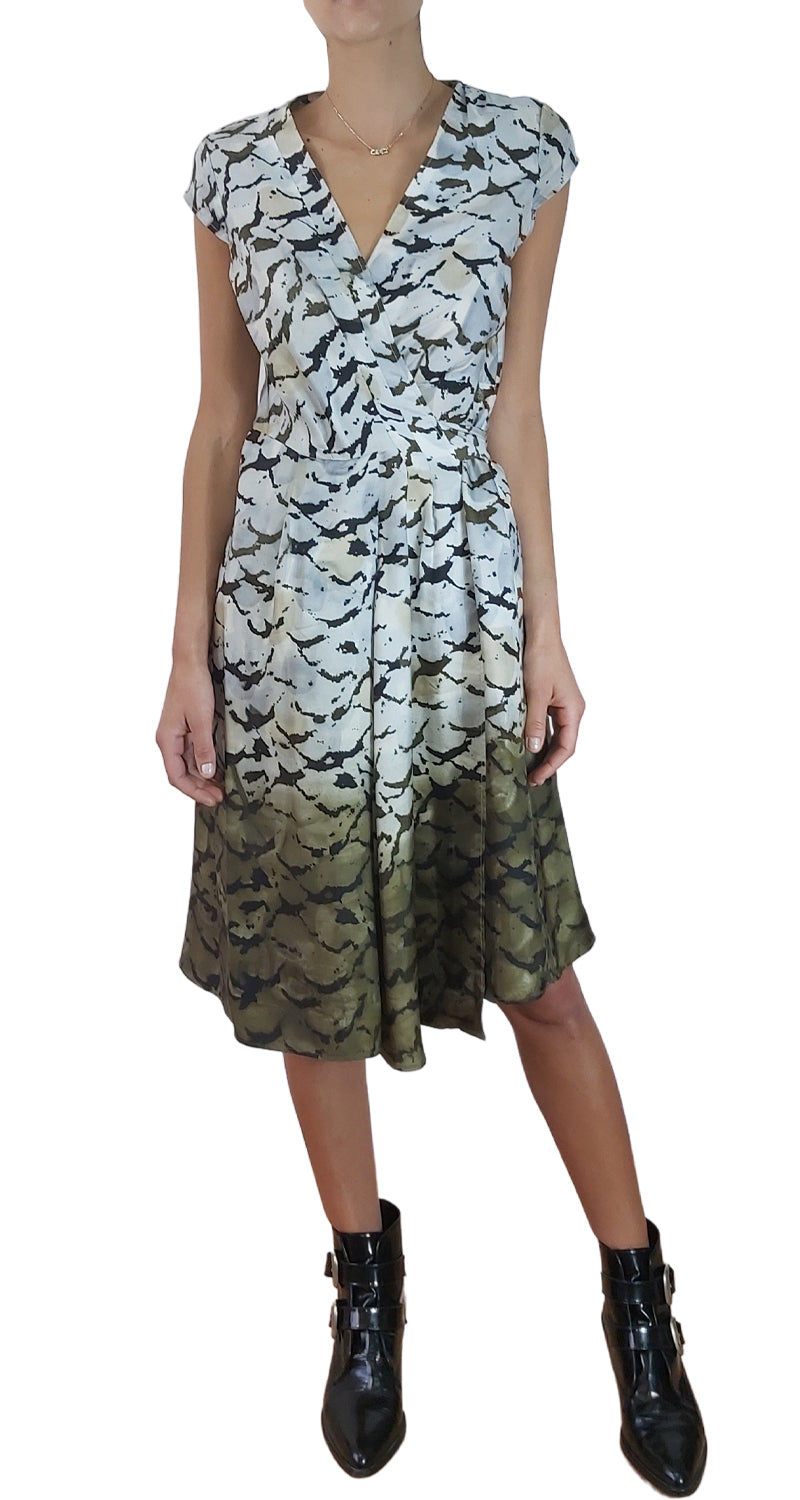 Vestido Wrap Verde Estampado