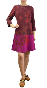 Vestido Burdeo Flores