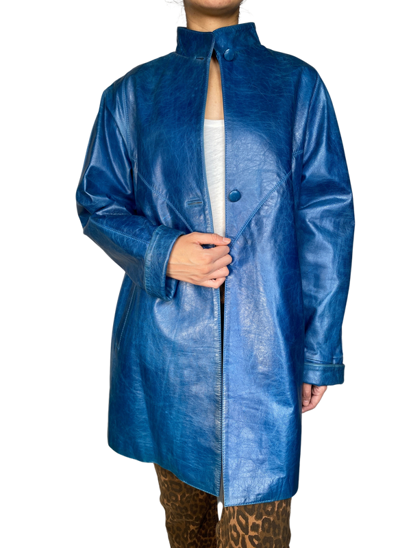 Chaqueta Cuero Azul