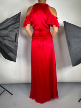 Vestido Wrap Rojo Satinado
