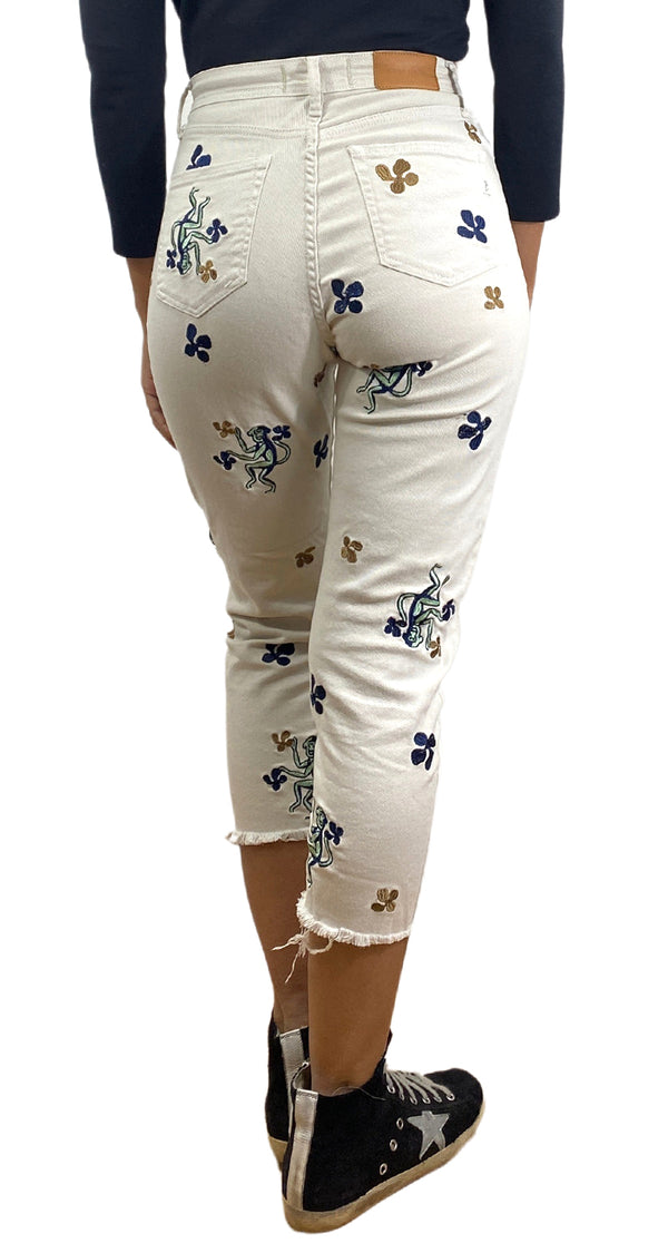 Jeans Blanco Bordado