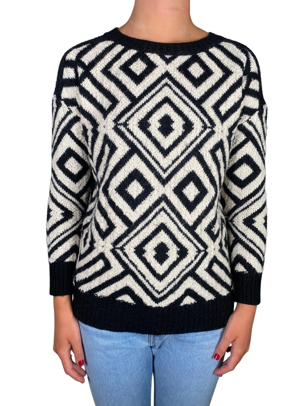 Sweater Tejido Blanco y Negro