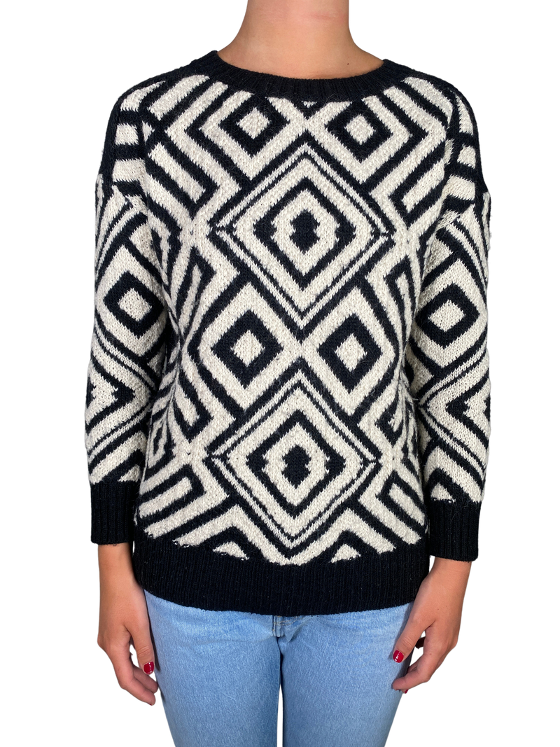 Sweater Tejido Blanco y Negro