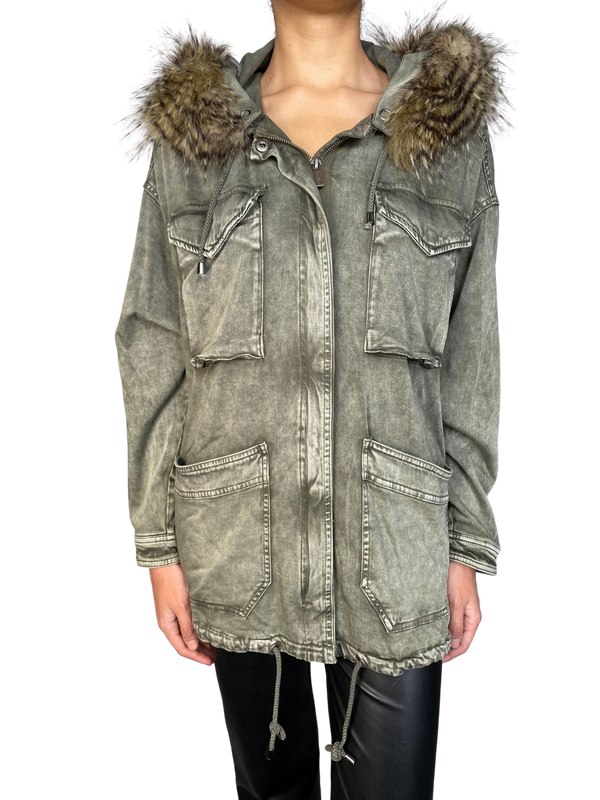 Chaqueta Capucha Piel Sintética