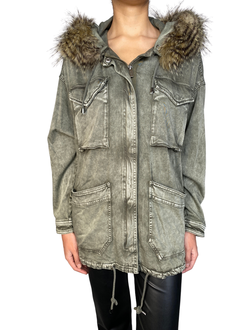 Chaqueta Capucha Piel Sintética