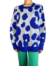 Sweater Leopardo Azul Y Gris