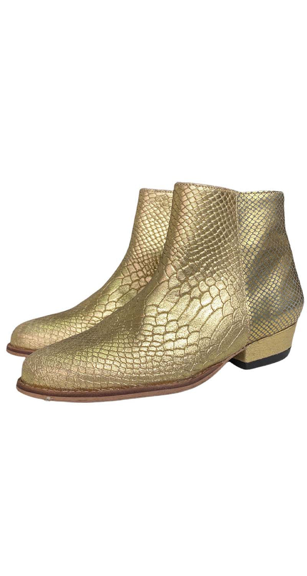 Botines Cuero Pitón Dorados