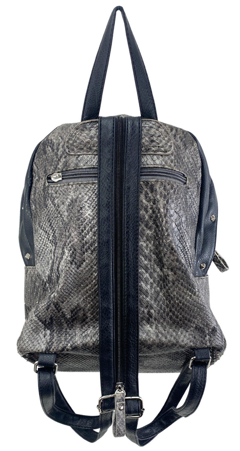 Mochila Cuero Mochila Prune Negra Con Tachas Exotic Mochila