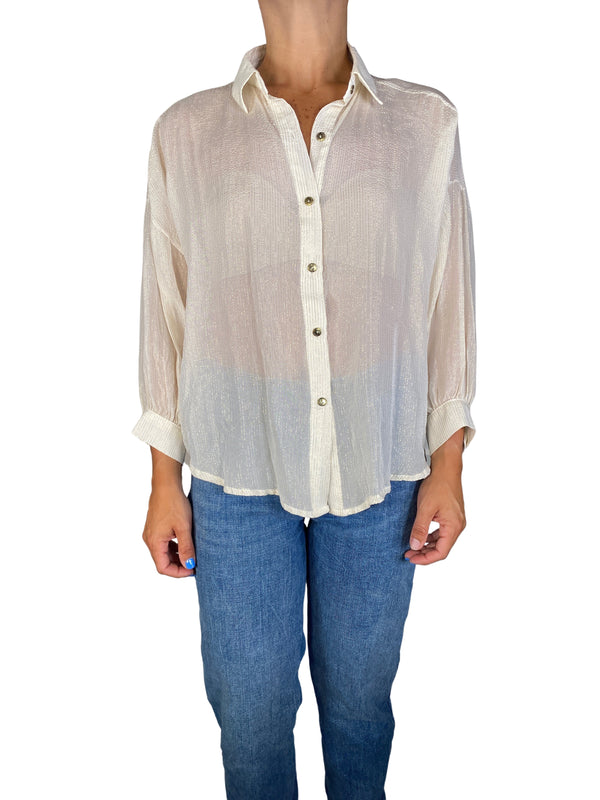 Blusa Beige Fibras Metalizadas