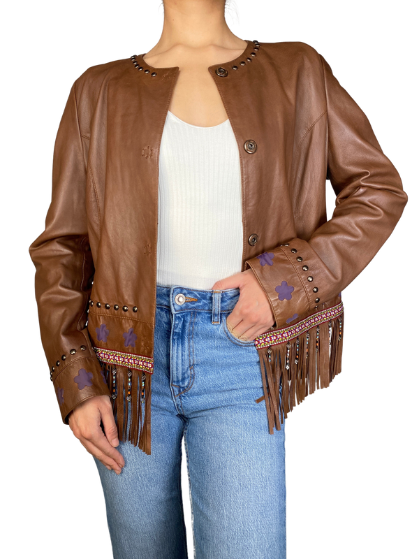 Chaqueta Cuero Flecos